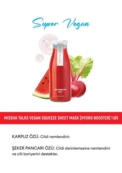 Nemlendirici Vegan Yaprak Maske Talks Vegan Squeeze Sheet Mask (Hydro Booster)