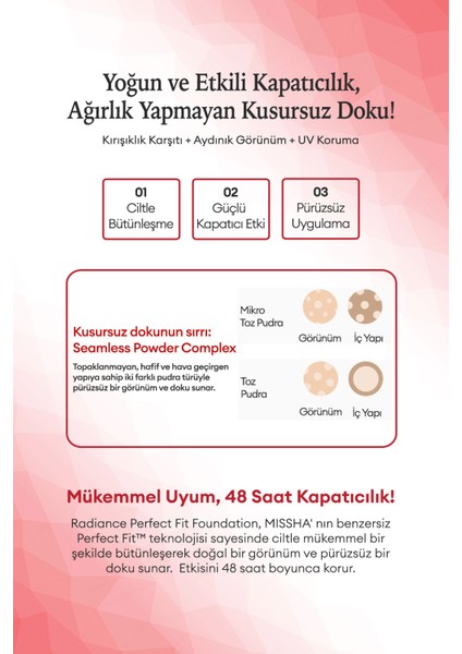 Uzun Süre Kalıcı, Mat Bitişli Fondöten Radiance Perfect Fit Foundation (No.22 Beige) SPF30+/PA+++