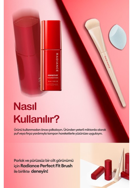 Uzun Süre Kalıcı, Mat Bitişli Fondöten Radiance Perfect Fit Foundation (No.22 Beige) SPF30+/PA+++