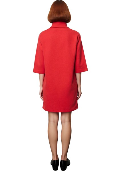 Kadın Balıkçı Yaka Shift Kalıp Düşük Kol Truvakar Boy Mini Örme Elbise Kış Günlük Kombinler Için Şık fırsatları