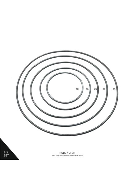 Makrome Halkası Seti –5 Li Set (10-38CM) Çiçek Çelenk, Kapı ve Makrome Duvar Süsü Yapımı Için