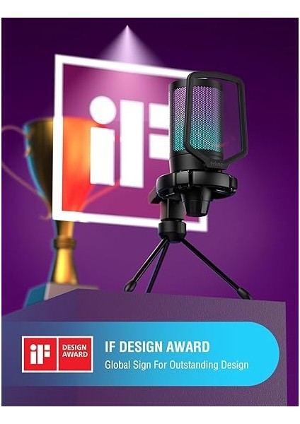 Ampligame A6V Yayıncı - Oyuncu - Gamer - Podcast - Youtuber Rgb USB Mikrofon (Siyah) fiyatları