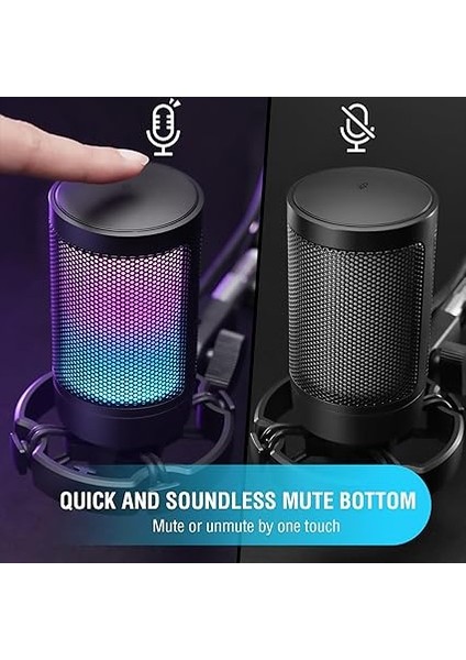 Ampligame A6V Yayıncı - Oyuncu - Gamer - Podcast - Youtuber Rgb USB Mikrofon (Siyah) fırsatları