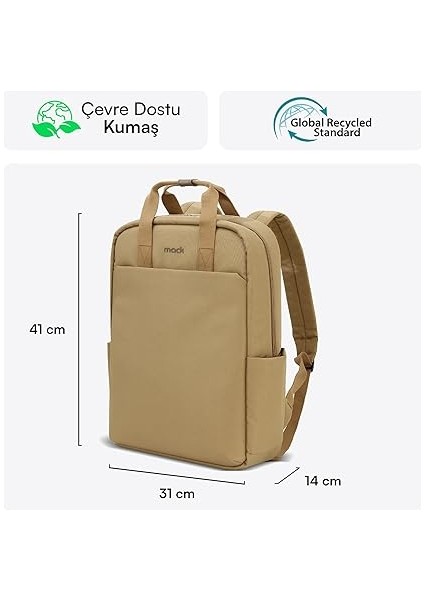 MCE-1523 Nova Eco Çevre Dostu Laptop Sırt Çantası 15.6 Inç, Ykk Fermuarlı Bilgisayar Sırt Çantası, Kadın ve Erkek Günlük Çanta, Okul ve Iş Çantası, Camel fiyatları