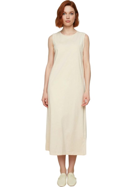 Kadın Kolsuz Shift Kalıp %100 Pamuk Maxi Boy Düz Elbise Günlük Rahat ve Şık Kombinler Için modelleri