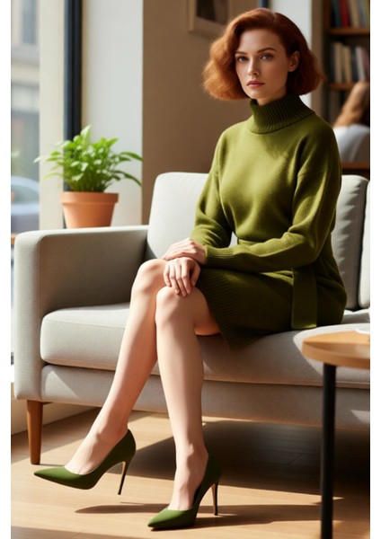 Kadın Triko Elbise Düz Desen Dik Yaka Kuşak Detaylı Düşük Kol Mini Rahat ve Şık Kışlık Giyim fiyatları