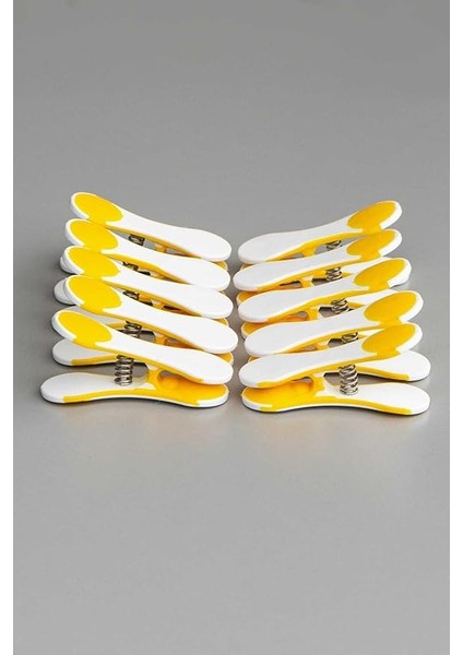 Home Yeni Nesil Silikon Çamaşır Mandalı, Iz Bırakmayan Süper Güçlü Paslanmaz Kırılmaz Mandal Seti 10'lu, Sarı