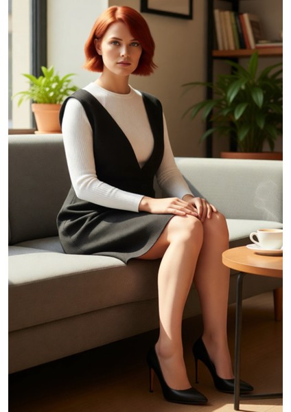 Kadın Büyük Beden Dokulu V Yaka Jile Elbise Şık Modern Kısa Boy Rahat Kesim Ilkbahar Sonbahar Tarzı fiyatları