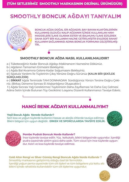 Soyulabilen Boncuk Ağda 250GR + Ağda Isıtıcı Makine + Tüy Geciktirme Etkili Losyon + Spatula Seti indirimleri