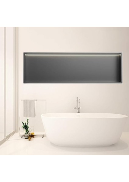 Işık Gömme Duvar Niş Duş Rafı - Paslanmaz Çelik Banyo Tasarımı, Yer Tasarruflu, Fayans Gerektirmez, Modern Duşlar ve Depolama Çözümleri Için Mükemmel