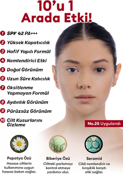 Mükemmel Kapatıcılık Sunan Çok Fonksiyonlu M Perfect Cover BB Cream Ex SPF42/PA+++ No.25 (20ml)