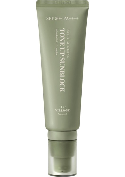 11 Factory Daily Mineral Tone Up Sunblock Spf 50+ Pa++++ 50ML - %100 Mineral &amp; Ton Eşitleyici Beyazlık Bırakmayan Vegan Güneş Kremi