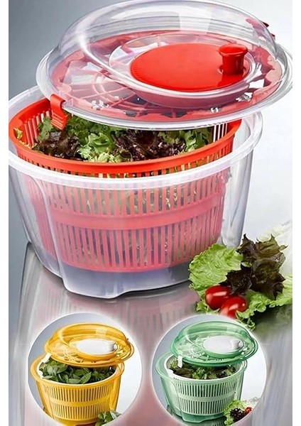 Home Pratik Salata Kurutucu – Çevirmeli Sebze &amp; Marul Kurutma Kabı, 4,5 l Manuel Dönerli Yıkama ve Kurutma Leğeni, Suyu Ayıran Çok Fonksiyonlu Spinner fırsatları