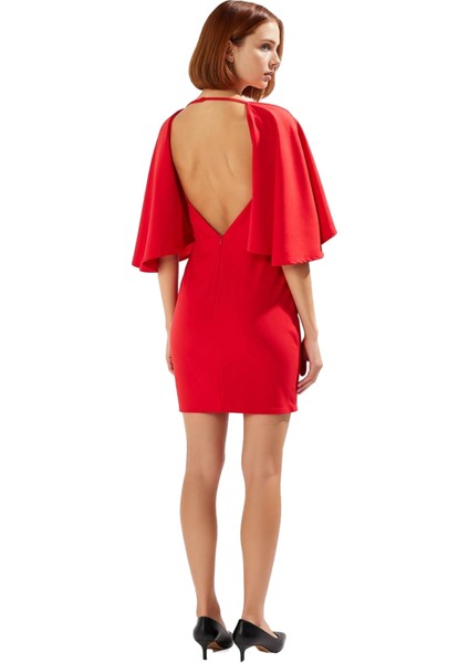 Kadınlar Için Bodycon Kısa Elbise Bisiklet Yaka Pelerin Kollu Şık Kokteyl Sonbahar Davetleri fırsatları