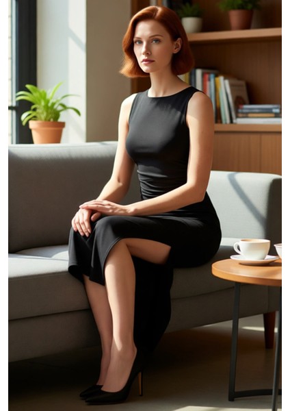 Kadın Bodycon Kesim Büzgü Detaylı Kolsuz Örme Midi Elbise Şık Yırtmaçlı Esnek Yapısıyla Günlük fiyatları