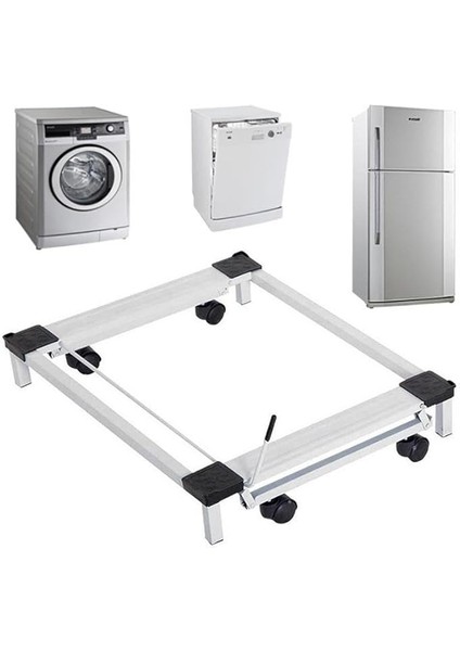 Renk Metal Çeksür Çamaşır Makinesi Taşıma Altlığı Buzdolabı Makine Altlığı Tekerlekli Beyaz Eşya Taşıyıcı Ürün Gri Renk Boyalıdır