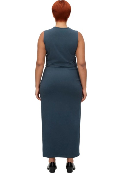 Kadın Kruvaze Yaka Yanları Büzgülü Kolsuz Maxi Boy Örme Kumaş Rahat Shift Kalıp Büyük Beden Elbise fırsatları