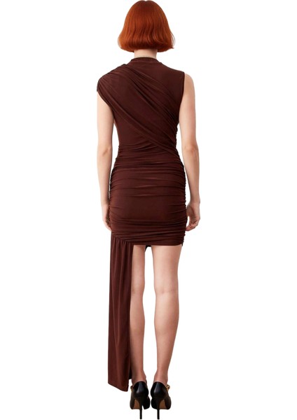 Kadın Bodycon Kolsuz Drapeli Mini Elbise Şık Gece Özel Gün Kombinleri Için Ideal Örme Kumaş Tasarım fırsatları