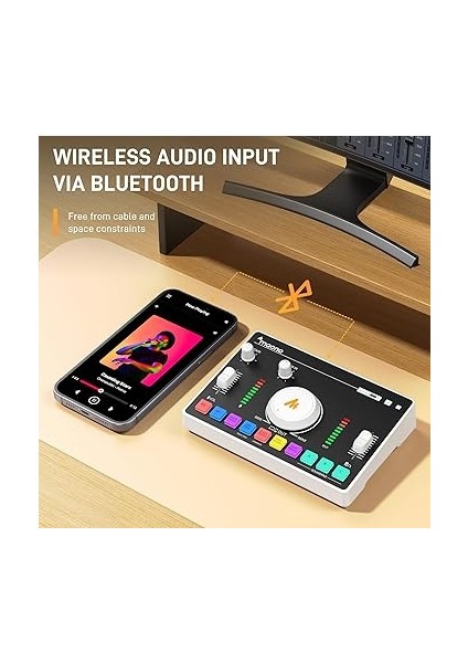 Akış Ses Mikseri, Pro-Preamp ile Ses Arayüzü, Bluetooth, Dahili Pil, Canlı Yayın Için 48V Fantom Güç, Podcasting, Oyun Maonocaster Amc2 Neo (Matte Beyaz) modelleri