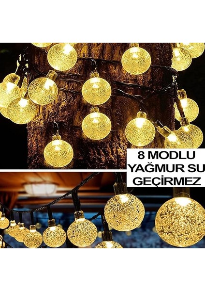 Home Solar Outdoor 50 LED 8 Mod Dış Mekan/iç Mekan Telli Işıklar Kristal Top Su Geçirmez Dekoratif Bahçe, Parti, Noel, Ağaçlar, Veranda, Yılbaşı, Düğün (Sıcak Sarı) fırsatları