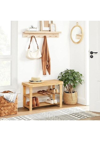 Ayakkabı Rafı, Ayakkabı Dolabı, Oturma Banklı, Bambu, 3 Raf Zeminli, 70 x 28 x 45 Cm, Koridor, Banyo, Oturma Odası ve Antre Için Ideal LBS04N fiyatları