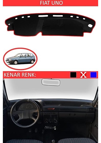 Torpido Koruma Halısı Siyah Kenar Renk Kırmızı Fiat Uno ile Uyumlu fiyatları