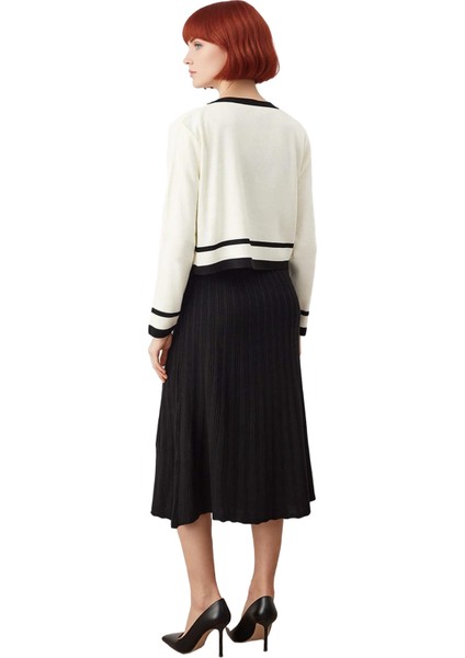 Kadın Triko Midi A Line Hırka Elbise Takım Renk Bloklu Bisiklet Yaka Kış Modası Ile Konforlu Şıklık fırsatları