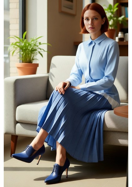 Kadınlar Için Renk Bloklu Maxi Gömlek Elbise Keten Görünümlü Dokuma Uzun Kollu Şıklık Kaliteli fiyatları