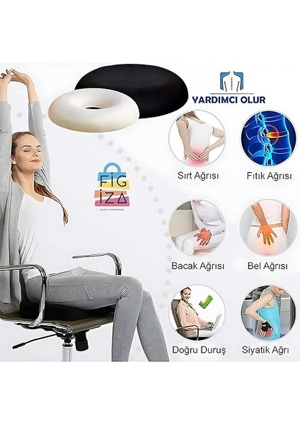 Oturma Simidi Basur Minderi Oturma Minderi Oturma Simidi Yastığı Pu Visco, Figiza, Siyah, Standart indirimleri