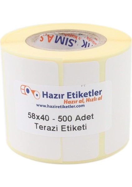 Etiketler , Hazır Al Hızlı Al Eko Termal Terazi Etiketi 58MM x 40MM Ruloda 500 Adet 40MM Kuka Çapında Direk Termal Transfer Etiketi