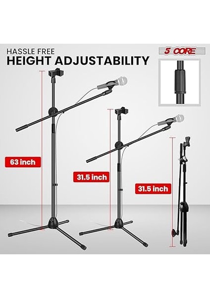 Core Mikrofon Standı Zemin Evrensel Yüksekliği Ayarlanabilir Tripod Mikrofon Standları 2 Mikrofon Tutar W Uzayan Teleskopik Bom Kolu Katlanabilir Taşınabilir Sahne Üzerinde Stüdyo Için Siyah - Ms fiyatları