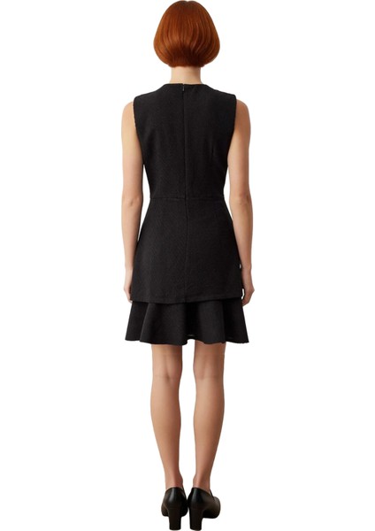 Kadın Tüvit Düğmeli A Kesim Kolsuz Mini Elbise Şık Bisiklet Yaka Tasarımıyla Kış Kombinlerine fırsatları