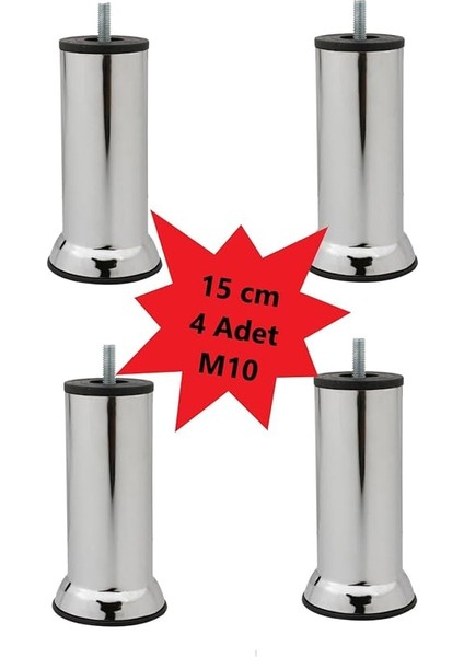 Kanepe Baza Koltuk Çekyat Yükseltme Ayağı Kalın Diş M10 Krom Metal 15 cm 4 Adet fiyatları