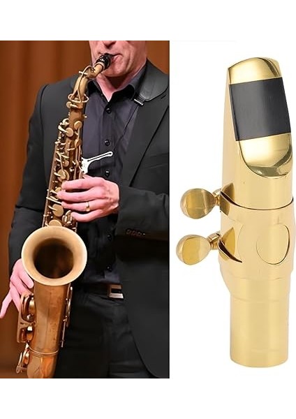 Alto Saks Saksafon Ağızlık, Pirinç Metal Eb Alto Sax Ağızlıklar Saksafon Profesyonelleri ve Yeni Başlayanlar, 5 Bahşiş Açma Pirinç E Düz Sax Moutherip Cap fiyatları