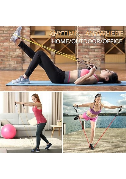 Bandı Seti (12 Adet), Kulplu Egzersiz Bantları, Kapı Çapası, Ayak Bileği Kayışları ve Taşıma Çantası, Vücut Şekillendirmek ve Ev Egzersizleri Için Egzersiz Bantları fiyatları