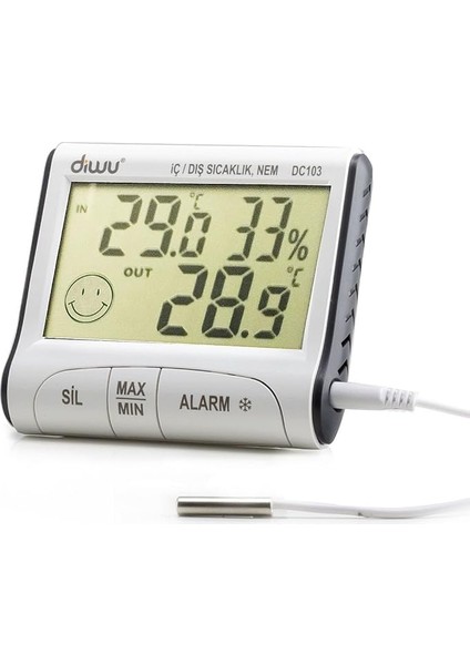 DC103 Iç Dış Max-Min Prob Termometre Nem Ölçer