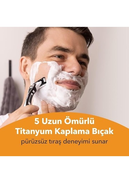 Hybrid 5 Flex 4'lü Yedek Tıraş Bıçağı Kartuşu (5 Bıçak), 5 Nano Teknolojik Titanyum Bıçak, E Vitamini ile Zenginleştirilmiş Geniş Kayganlaştırıcı Bant fiyatları