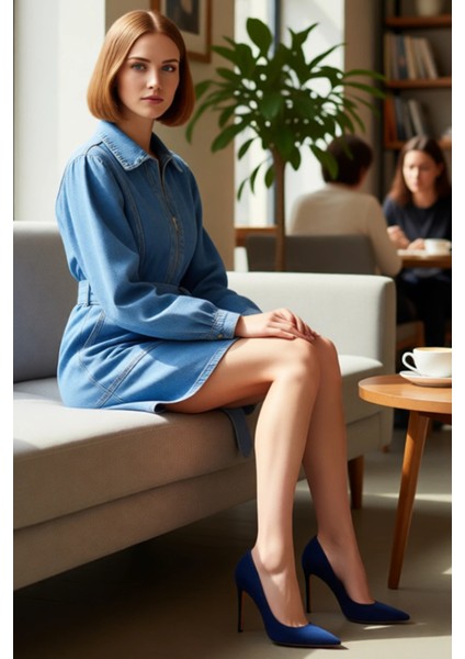 Kadın Casual Ceket Elbise %100 Pamuk Balon Kol Fermuarlı Kuşaklı Gömlek Yaka Mini Boy Konforlu Stil