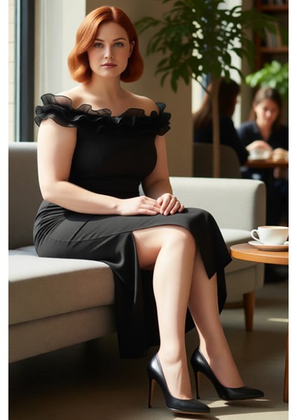 Kadın Büyük Beden A Line Kesim Düz Desen Kolsuz Fırfırlı Carmen Yaka Maxi Elbise Şık Davetler Için fiyatları