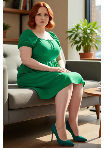 Kadın Skater Kalıp Balon Kol Kare Yaka Mini Elbise %100 Pamuklu Yazlık Konforlu Şık Tasarım fiyatları