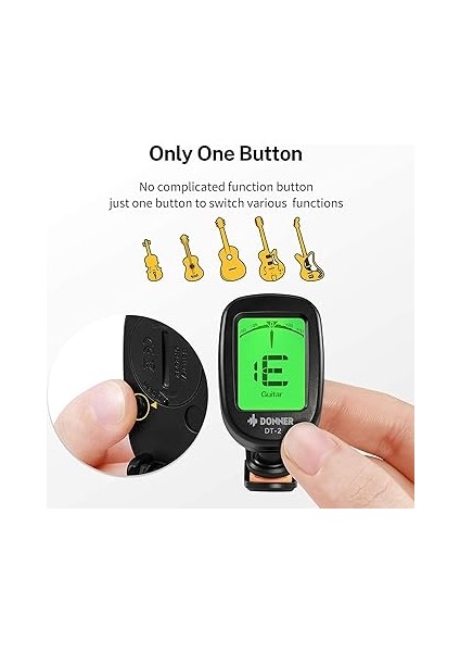 Gitar Tuner Klipsli Hassas Kromatik, Akustik Gitar Bas Keman Ukulele Tuner Dt-2 fırsatları