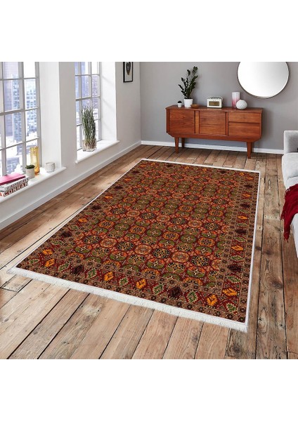 Makinede Yıkanabilen Leke Tutmaz Kolay Temizlenir Dokuma Taban Kumaş Üzerine Dijital Baskı Saçaklı Halı 160 x 230 cm fiyatları