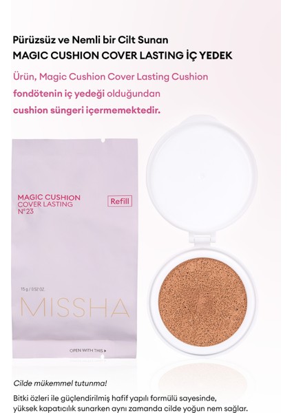 Yarı Mat Görünüm Sunan Cushion Fondöten (İç Yedek) Magic Cushion Cover Lasting SPF50+/PA+++ (No.23)