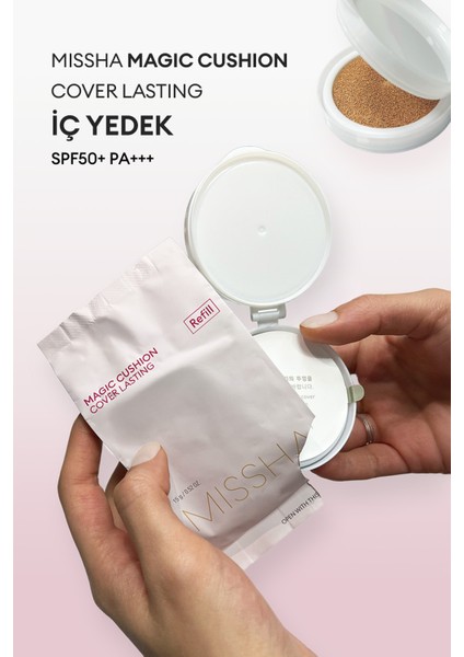 Yarı Mat Görünüm Sunan Cushion Fondöten (İç Yedek) Magic Cushion Cover Lasting SPF50+/PA+++ (No.23)
