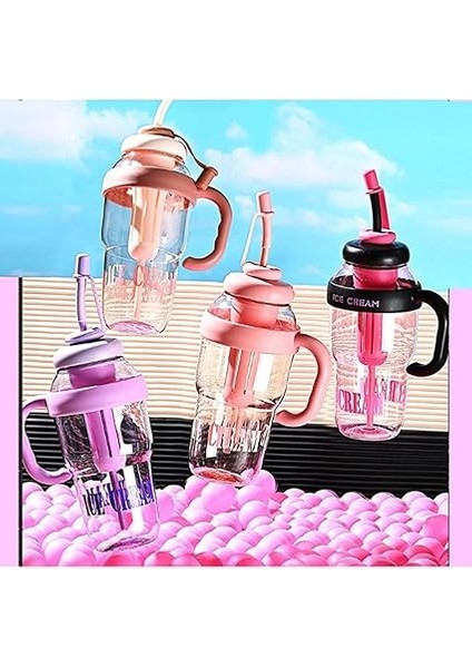 1300 ml Bpa Free Detoks Su Şişesi – Filtreli, Pipetli &amp; Saplı Spor Matara, Ice Bottle Suluk, Çay – Meyve – Buz Filtreli, Seyahat &amp; Okul Için Uygun (Bej) indirimleri