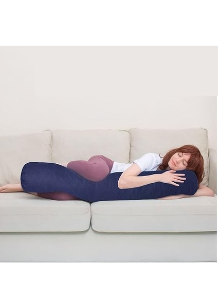 Sarılma Yastığı, Uyku Yastığı, Bacak Arası Yastığı Silindir 150 x 50 x 20 cm (Lacivert) indirimleri