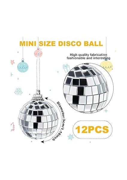 Ayna Topu, 12 Adet Mini Ayna Disko Topu, 3 cm Gümüş Parıltılı Top, Parlak Mini Disko Topları Tılsımları, Ev Partisi Noel Düğün Disko Doğum Günü Dekorasyonu Aydınlatma Efekti Için Eğlenceli Asılı fiyatları