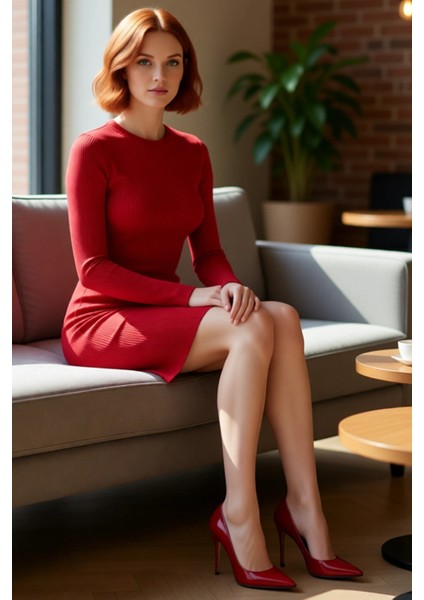 Kadın Triko Bodycon Uzun Kollu Mini Elbise Bisiklet Yaka Tasarım Ilkbahar Sonbahar Şıklığı fiyatları