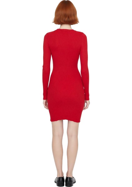 Kadın Triko Bodycon Uzun Kollu Mini Elbise Bisiklet Yaka Tasarım Ilkbahar Sonbahar Şıklığı fırsatları