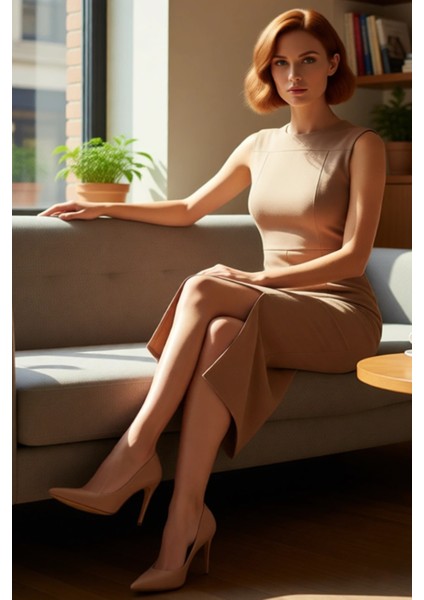 Kadınlara Özel Smart Bodycon Süet Dokuma Midi Elbise Kolsuz Şık Tasarımıyla Gündüzden Geceye. fiyatları